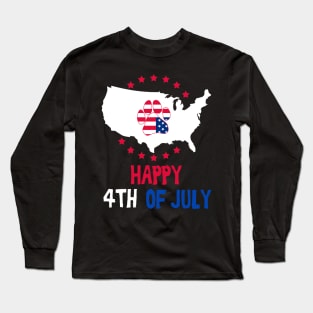 American navy, anchor, wings, map and Flag, paw, 4th of July, happy independence day God Bless America Long Sleeve T-Shirt